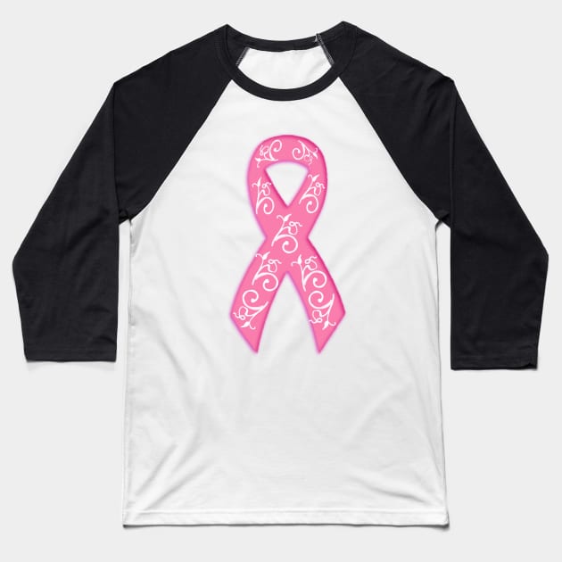 Breast Cancer Awareness Ribbon With Filigree Baseball T-Shirt by m2inspiration
